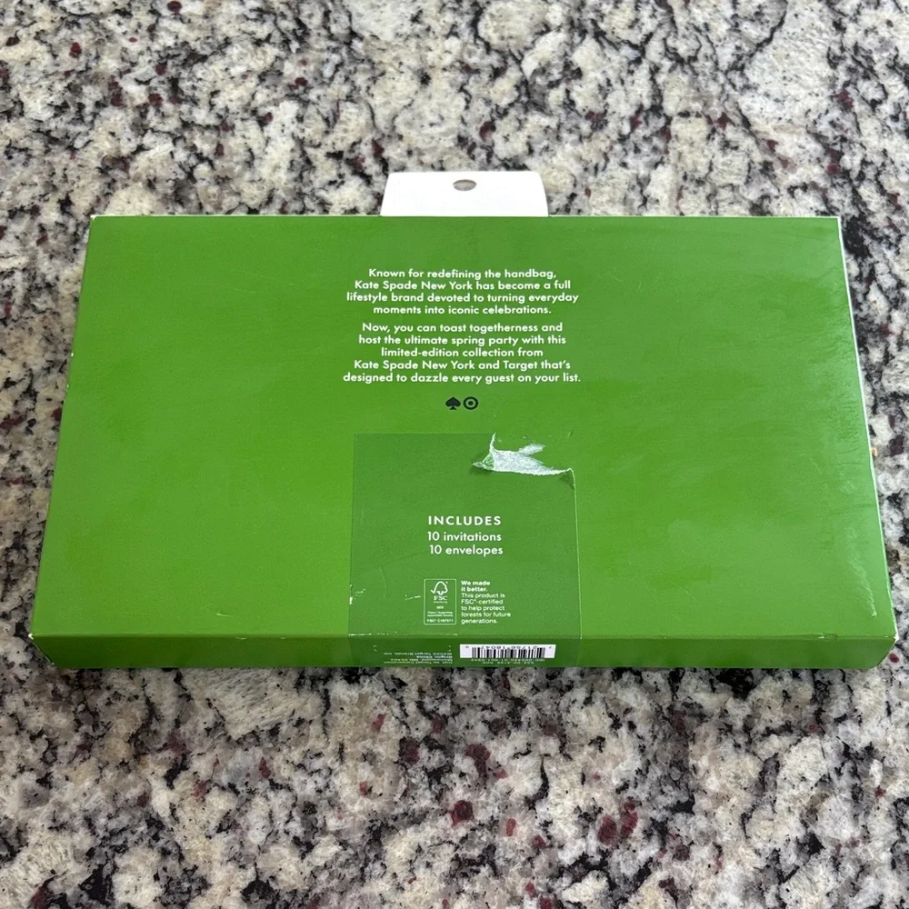 Kate Spade Green and White Party Invitations Set